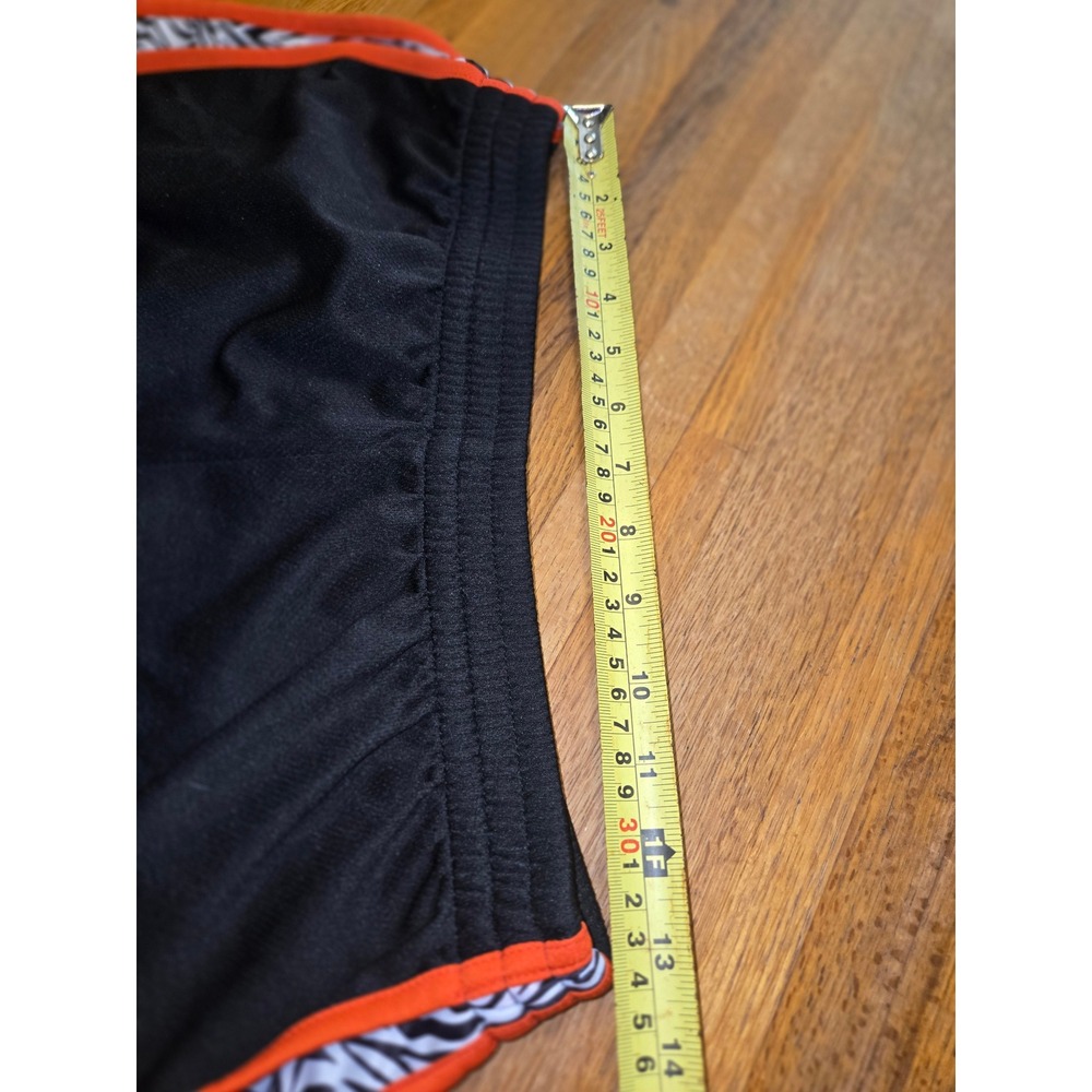 Activewear by Jennifer Lauren Women LG Black Orange Zebra Mesh Running Shorts - Picture 5 of 7